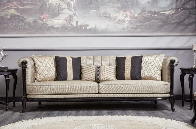 Casa Padrino Luxus Barock Sofa Gold / Schwarz - Prunkvolles Wohnzimmer Sofa - Barockstil Wohnzimmer Möbel - Luxus Möbel im Barockstil - Barock Einrichtung - Edel & Prunkvoll