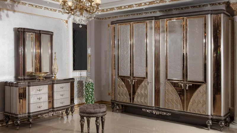 Casa Padrino Luxus Barock Kommode mit Spiegel Grau / Dunkelbraun / Gold - Barockstil Schlafzimmer Kommode mit Spiegel - Luxus Schlafzimmer Möbel im Barockstil - Barock Möbel - Edel & Prunkvoll