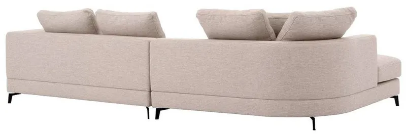 Casa Padrino Luxus Ecksofa Linke Seite Sandfarben / Schwarz 310 x 150 x H. 65 cm - Wohnzimmer Sofa mit Kissen - Wohnzimmer Möbel - Wohnzimmer Einrichtung - Luxus Möbel - Luxus Einrichtung
