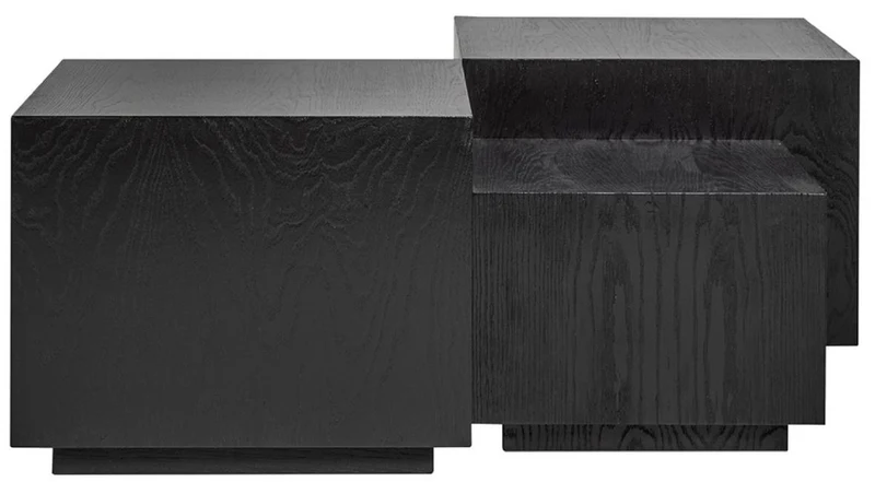 Casa Padrino Luxus Couchtisch 4er Set Schwarz 75 x 75 x H. 40 cm - Quadratischer Massivholz Wohnzimmertisch - Wohnzimmer Möbel - Luxus Möbel - Luxus Einrichtung