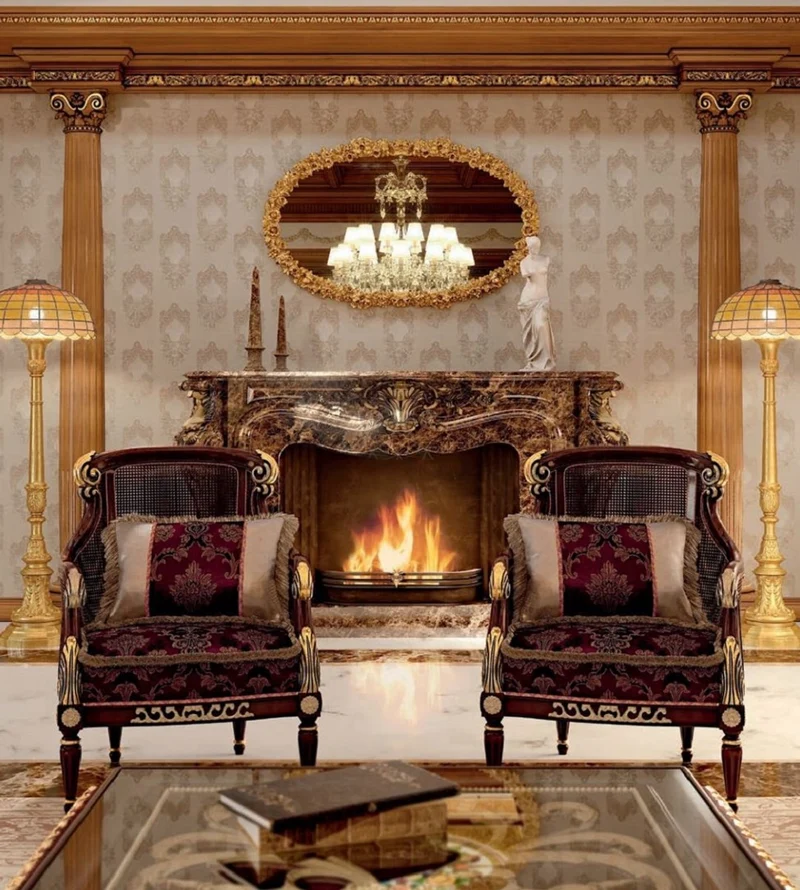 Casa Padrino Luxus Barock Sessel Lila / Braun / Gold - Barockstil Wohnzimmer Sessel mit elegantem Muster - Barock Möbel - Barock Wohnzimmer & Hotel Möbel - Luxus Qualität - Made in Italy