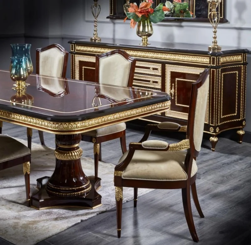 Casa Padrino Luxus Barock Sideboard mit Spiegel Dunkelbraun / Gold - Luxus Möbel Möbel im Barockstil - Barock Möbel - Barock Einrichtung - Edel & Prunkvoll