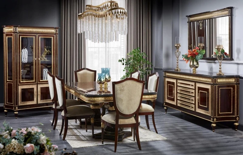 Casa Padrino Luxus Barock Sideboard mit Spiegel Dunkelbraun / Gold - Luxus Möbel Möbel im Barockstil - Barock Möbel - Barock Einrichtung - Edel & Prunkvoll