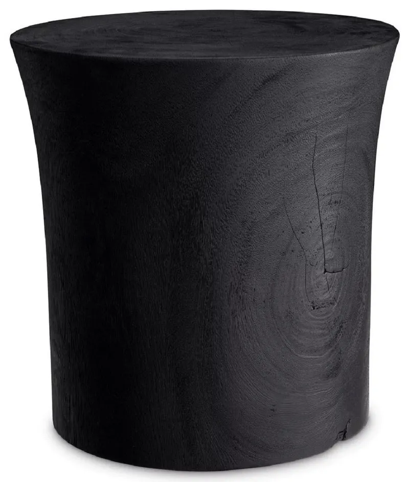 Casa Padrino Luxus Beistelltisch Schwarz Ø 39 x H. 41,5 cm - Runder Massivholz Tisch - Luxus Möbel - Wohnzimmer Möbel - Luxus Einrichtung - Wohnzimmer Einrichtung