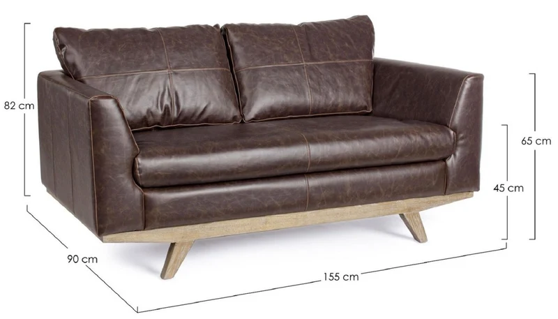 Casa Padrino Luxus Kunstleder 2er Sofa Dunkelbraun / Naturfarben 155 x 90 x H. 82 cm - Wohnzimmer Sofa - Wohnzimmer Möbel - Kunstleder Möbel - Luxus Möbel - Luxus Einrichtung