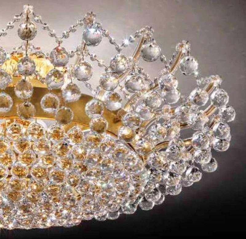 Casa Padrino Luxus Barock Kristall Deckenleuchte Gold / Silber Ø 105 x H. 35 cm - Runde Barockstil Deckenlampe mit venezianischen Kristallglas - Edel & Prunkvoll - Luxus Qualität - Made in Italy