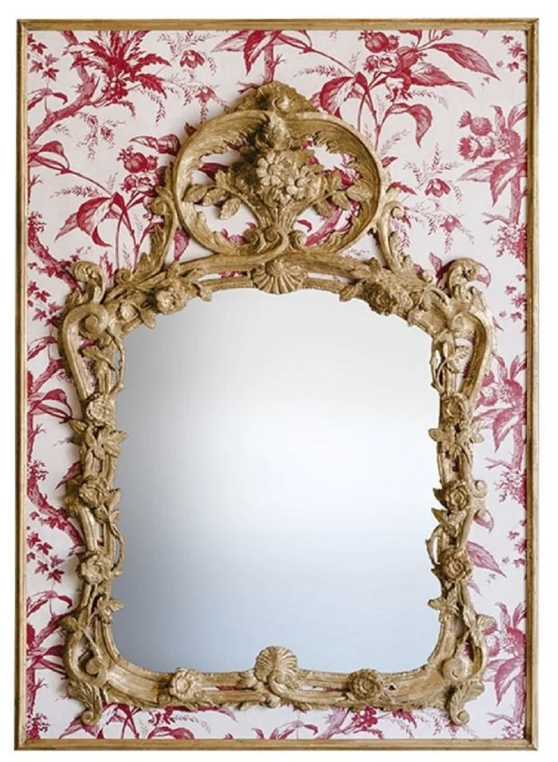 Casa Padrino Luxus Barock Spiegel Antik Gold / Weiß / Rot - Rechteckiger italienischer Barockstil Wandspiegel - Barock Möbel - Luxus Möbel im Barockstil - Luxus Qualität - Made in Italy