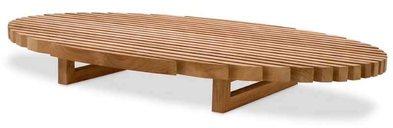 Casa Padrino Luxus Teak Couchtisch Naturfarben 170,5 x 99,5 x H. 21,5 cm - Ovaler Teakholz Wohnzimmertisch - Teakholz Wohnzimmer Möbel - Massivholz Möbel - Luxus Möbel - Luxus Einrichtung
