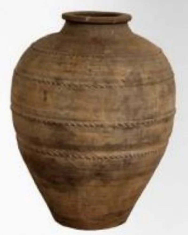 Casa Padrino Luxus Barock Terracotta Vase Antik Braun Ø 57 x H. 82 cm - Handgefertigte Antik Stil Blumenvase - Blumentopf - Pflanzentopf - Barock Deko Accessoires - Barockstil Garten Deko