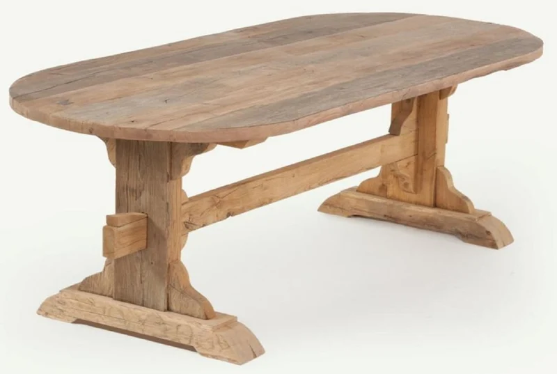 Casa Padrino Landhausstil Esstisch Naturfarben - Verschiedene Größen - Ovaler Rustikaler Massivholz Küchentisch - Rustikale Massivholz Esszimmer Möbel - Landhausstil Esszimmer Möbel