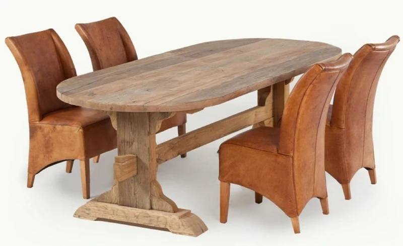 Casa Padrino Landhausstil Esstisch Naturfarben - Verschiedene Größen - Ovaler Rustikaler Massivholz Küchentisch - Rustikale Massivholz Esszimmer Möbel - Landhausstil Esszimmer Möbel