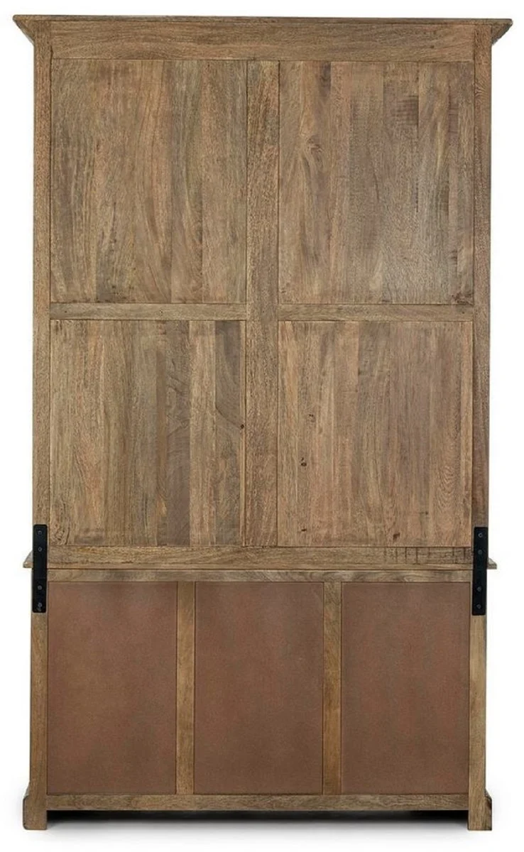 Casa Padrino Landhausstil Schrank mit Leiter Braun 143,5 x 40,6 x H. 233,7 cm - Bücherschrank - Regalschrank - Wohnzimmerschrank - Büroschrank - Landhausstil Möbel