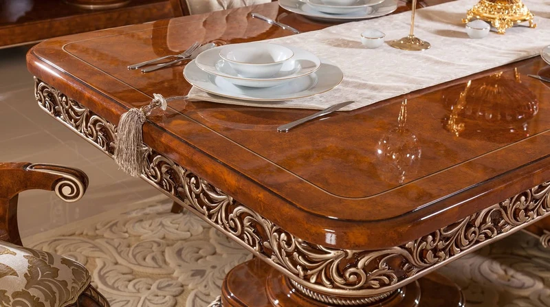 Casa Padrino Luxus Barock Esszimmer Set Braun / Gold / Bronze - 1 Barock Esstisch & 6 Barock Esszimmerstühle - Barock Esszimmer Möbel - Luxus Möbel im Barockstil - Edel & Prunkvoll