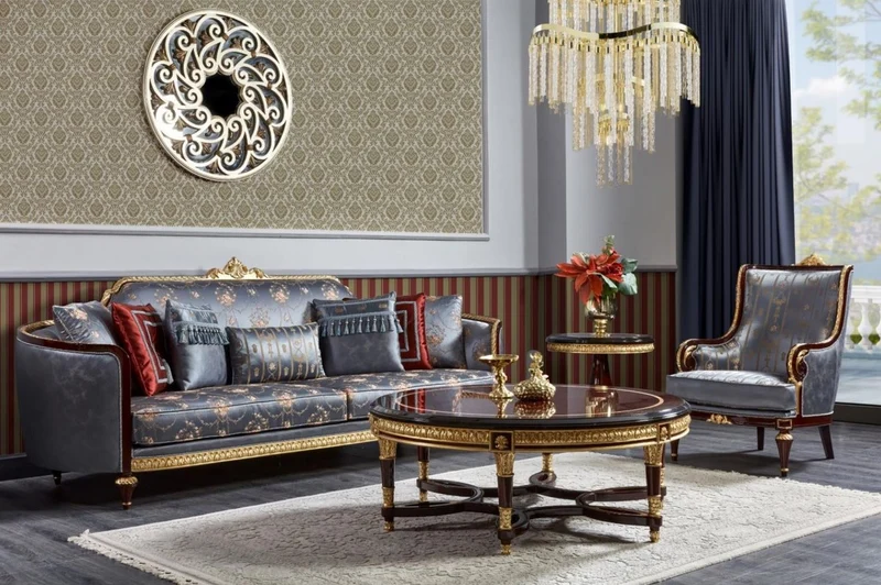 Casa Padrino Luxus Barock Couchtisch Dunkelbraun / Gold - Runder Massivholz Wohnzimmertisch im Barockstil - Luxus Wohnzimmer Möbel im Barockstil - Barock Möbel - Edel & Prunkvoll