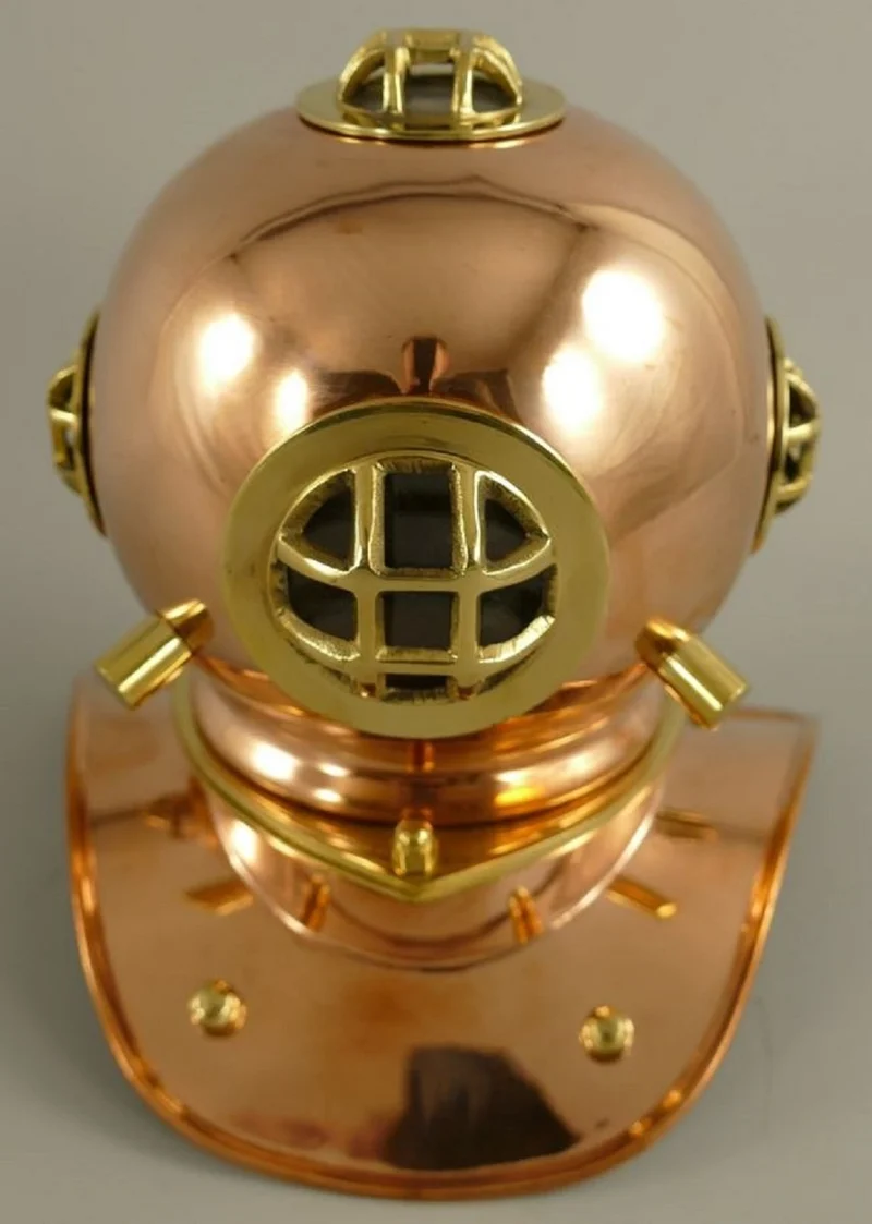 Casa Padrino Antik Stil Deko Taucherhelm Kupfer / Gold 18 x 20 x H. 20 cm - Wohnzimmer Deko - Schreibtisch Deko - Luxus Deko - Deko Accessoires