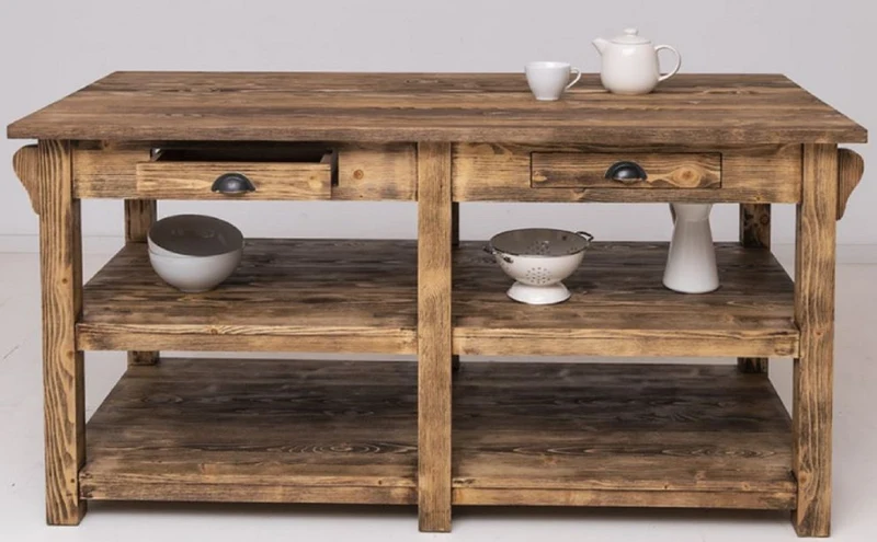Casa Padrino Landhausstil Kücheninsel Braun 180 x 85 x H. 90 cm - Massivholz Kücheninsel mit 4 Schubladen - Esszimmer Möbel - Küchen Möbel - Landhausstil Möbel