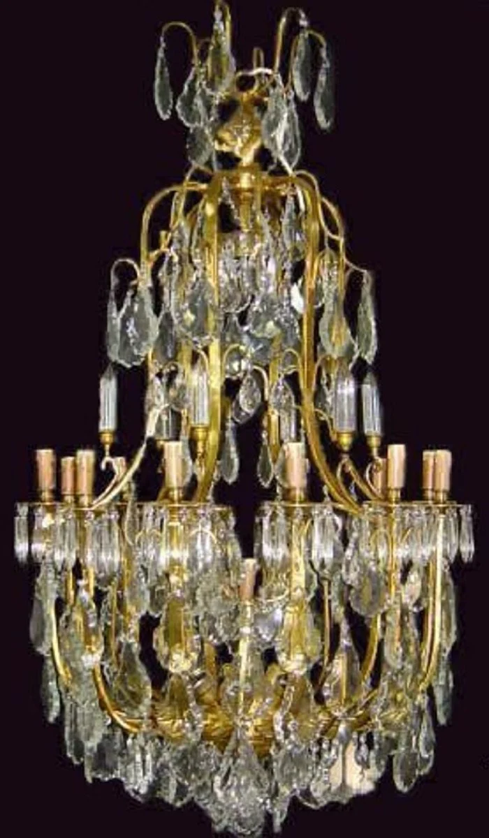Casa Padrino Luxus Barock Kristall Kronleuchter Gold - Prunkvoller Wohnzimmer Kronleuchter im Barockstil - Hotel Kronleuchter - Barockstil Möbel - Barock Kristall Leuchten - Edel & Prunkvoll