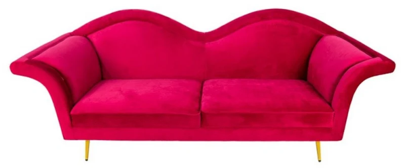 Casa Padrino Luxus Designer 3er Sofa Rot / Gold 215 x 73 x H. 85 cm - Wohnzimmer Sofa - Wohnzimmer Möbel - Luxus Möbel - Designer Möbel - Wohnzimmer Einrichtung - Luxus Einrichtung
