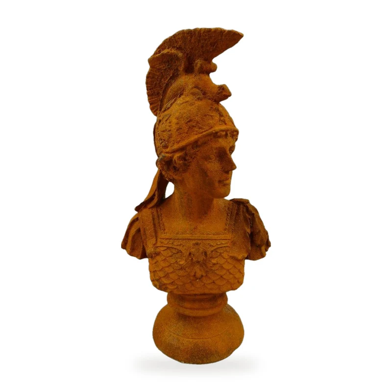 Casa Padrino Jugendstil Deko Büste Ritter Rost 27 x 16 x H. 47 cm - Gusseisen Skulptur - Gusseisen Figur - Deko Skulptur - Deko Figur - Garten Deko Accessoires