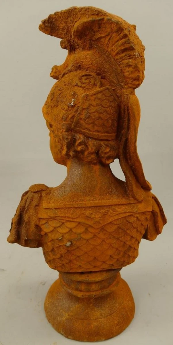 Casa Padrino Jugendstil Deko Büste Ritter Rost 27 x 16 x H. 47 cm - Gusseisen Skulptur - Gusseisen Figur - Deko Skulptur - Deko Figur - Garten Deko Accessoires