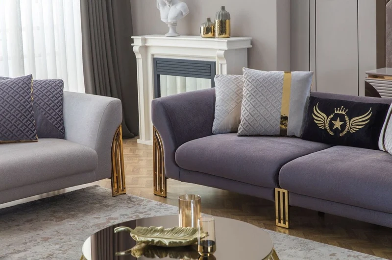 Casa Padrino Luxus Sofa Grau / Gold 230 x 90 x H. 77 cm - Wohnzimmer Sofa - Hotel Sofa - Wohnzimmer Möbel - Hotel Möbel - Luxus Möbel - Wohnzimmer Einrichtung - Luxus Einrichtung