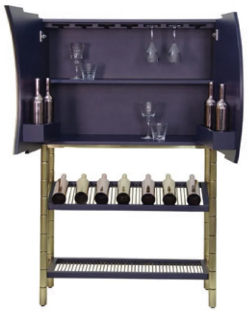 Casa Padrino Luxus Barschrank Schwarz / Gold 100 x 44 x H. 160 cm - Weinschrank mit 2 Türen - Wohnzimmer Möbel - Bar Möbel - Hotel Möbel - Luxus Kollektion