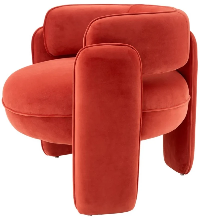 Casa Padrino Luxus Samt Sessel Orange 80 x 71 x H. 68,5 cm - Wohnzimmer Sessel - Hotel Sessel - Wohnzimmer Möbel - Luxus Möbel - Wohnzimmer Einrichtung - Luxus Einrichtung - Möbel Luxus