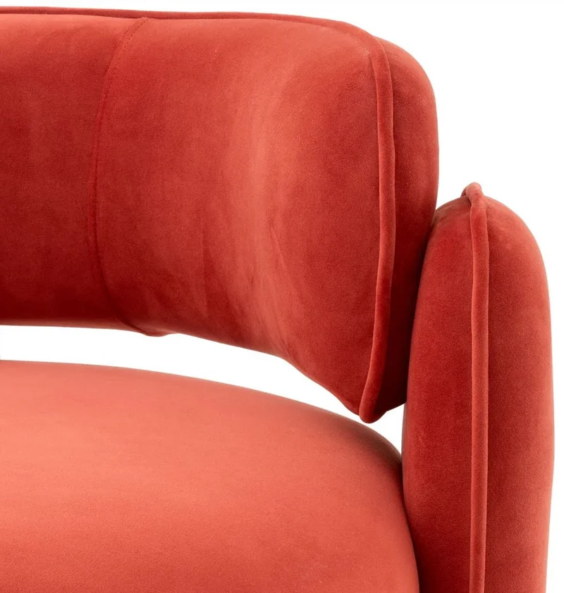 Casa Padrino Luxus Samt Sessel Orange 80 x 71 x H. 68,5 cm - Wohnzimmer Sessel - Hotel Sessel - Wohnzimmer Möbel - Luxus Möbel - Wohnzimmer Einrichtung - Luxus Einrichtung - Möbel Luxus