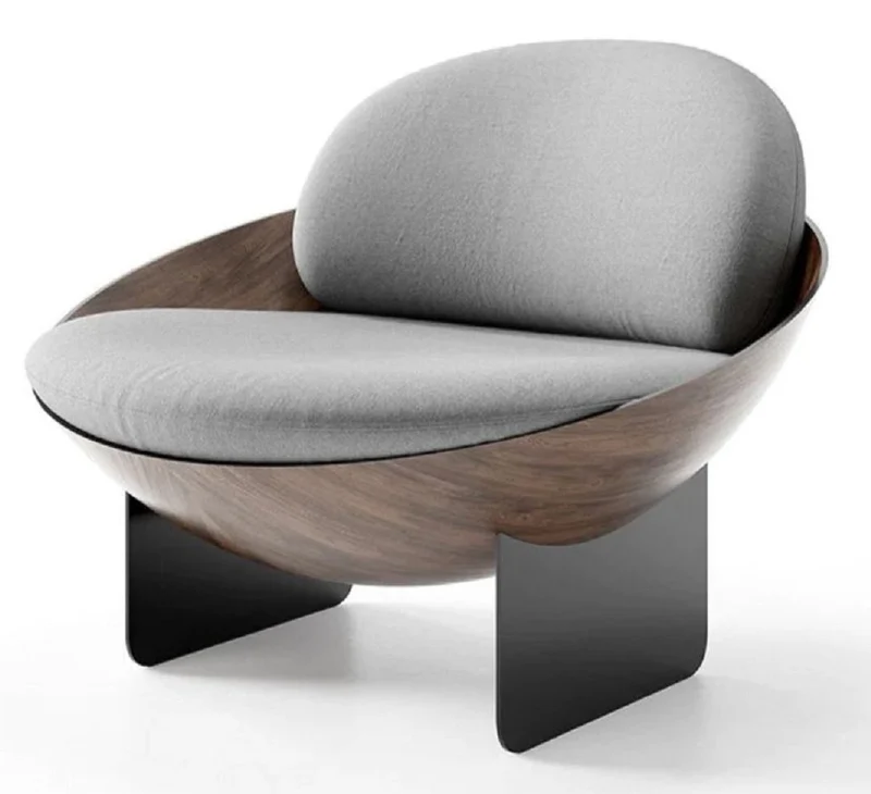 Casa Padrino Luxus Designer Sessel Grau / Braun 80 x 80 x H. 64 cm - Wohnzimmer Sessel - Hotel Sessel - Wohnzimmer Möbel - Hotel Möbel - Luxus Qualität - Made in Italy