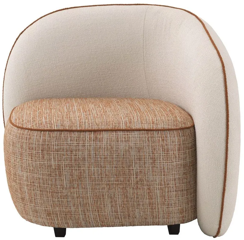 Casa Padrino Luxus Designer Sessel Rechte Seite Creme / Orange / Schwarz 90 x 85 x H. 82 cm - Wohnzimmer Sessel - Hotel Sessel - Wohnzimmer Möbel - Luxus Möbel - Wohnzimmer Einrichtung