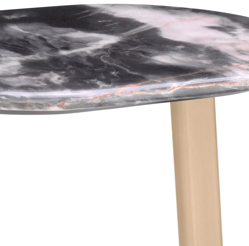 Casa Padrino Luxus Beistelltisch Schwarz / Messing 49 x 34 x H. 50 cm - Edelstahl Tisch mit Marmorplatte - Wohnzimmer Möbel - Luxus Möbel - Wohnzimmer Einrichtung - Luxus Qualität