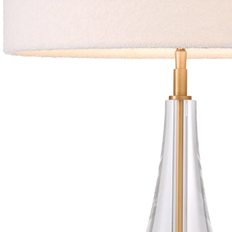 Casa Padrino Luxus Kristall Tischleuchte Antik Messing / Creme Ø 45 x H. 70,5 cm - Elegante Schreibtischleuchte mit edlem Kristallglas - Luxus Leuchten - Luxus Möbel - Luxus Interior