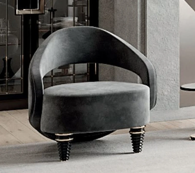 Casa Padrino Luxus Sessel Grau / Gold 74 x 72 x H. 83 cm - Wohnzimmer Sessel - Hotel Sessel - Wohnzimmer Möbel - Hotel Möbel - Luxus Möbel - Wohnzimmer Einrichtung - Luxus Einrichtung