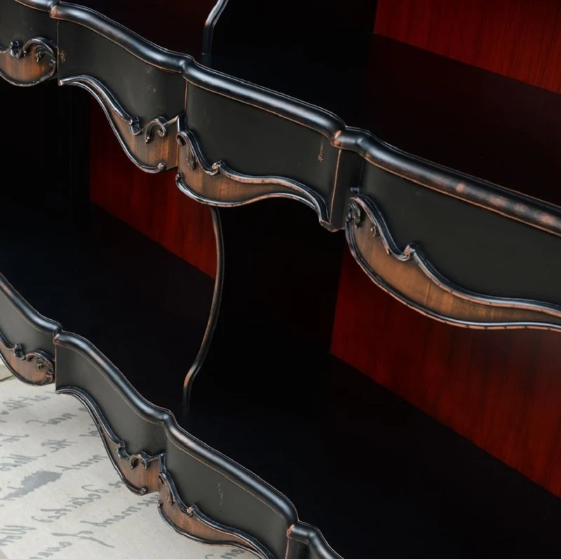 Casa Padrino Luxus Barock Bücherschrank Antik Schwarz / Braun 176 x 45,5 x H. 207,5 cm - Barock Schrank - Barock Regalschrank - Barock Wohnzimmer Möbel - Barock Büro Möbel - Barock Einrichtung