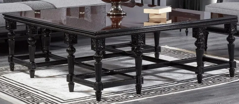 Casa Padrino Luxus Barock Couchtisch Dunkelbraun / Schwarz - Quadratischer Massivholz Wohnzimmertisch im Barockstil - Luxus Wohnzimmer Möbel im Barockstil - Barock Möbel - Edel & Prunkvoll