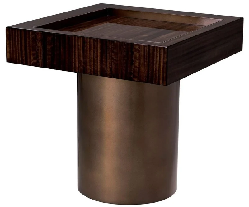 Casa Padrino Luxus Beistelltisch Dunkelbraun Hochglanz / Bronze 50 x 50 x H. 50 cm - Quadratischer Wohnzimmer Tisch - Wohnzimmer Möbel - Luxus Möbel - Luxus Einrichtung - Wohnzimmer Einrichtung