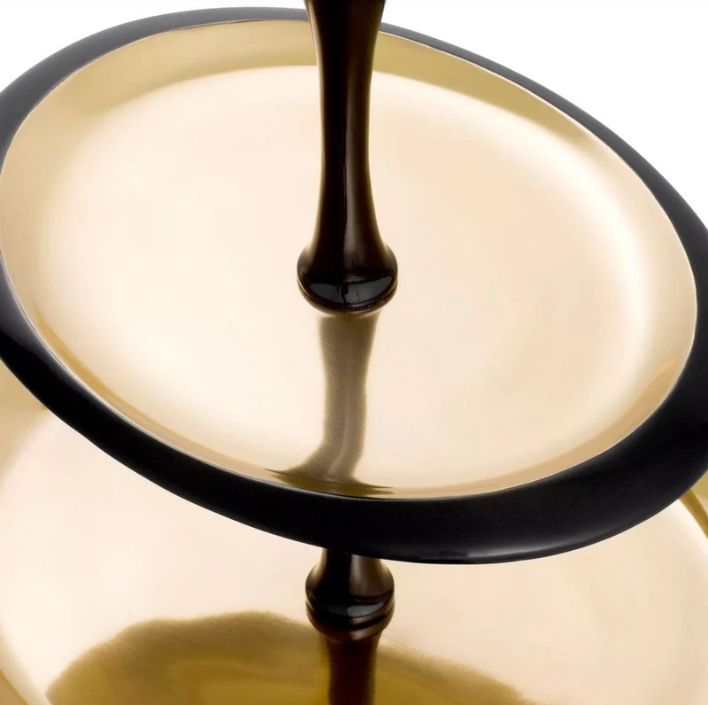 Casa Padrino Luxus Etagere Schwarz / Gold 35 x 26 x H. 32,5 cm - Ovale Kuchen & Keks Etagere - Gastronomie Accessoires - Restaurant Accessoires - Hotel Accessoires - Luxus Accessoires