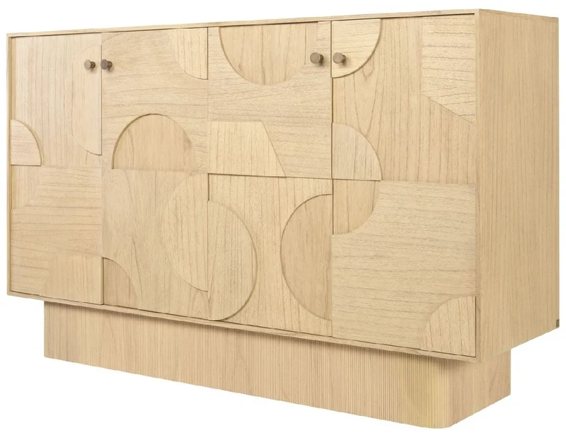 Casa Padrino Luxus Designer Sideboard Naturfarben 172,5 x 50 x H. 107,5 cm - Massivholz Schrank mit 4 Türen - Schlafzimmer Schrank - Wohnzimmer Schrank - Büro Schrank - Luxus Möbel
