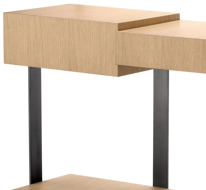 Casa Padrino Luxus Designer Konsole Naturfarben / Bronze 180 x 42,5 x H. 76,5 cm - Rechteckiger Konsolentisch - Wohnzimmer Möbel - Luxus Möbel - Designer Möbel