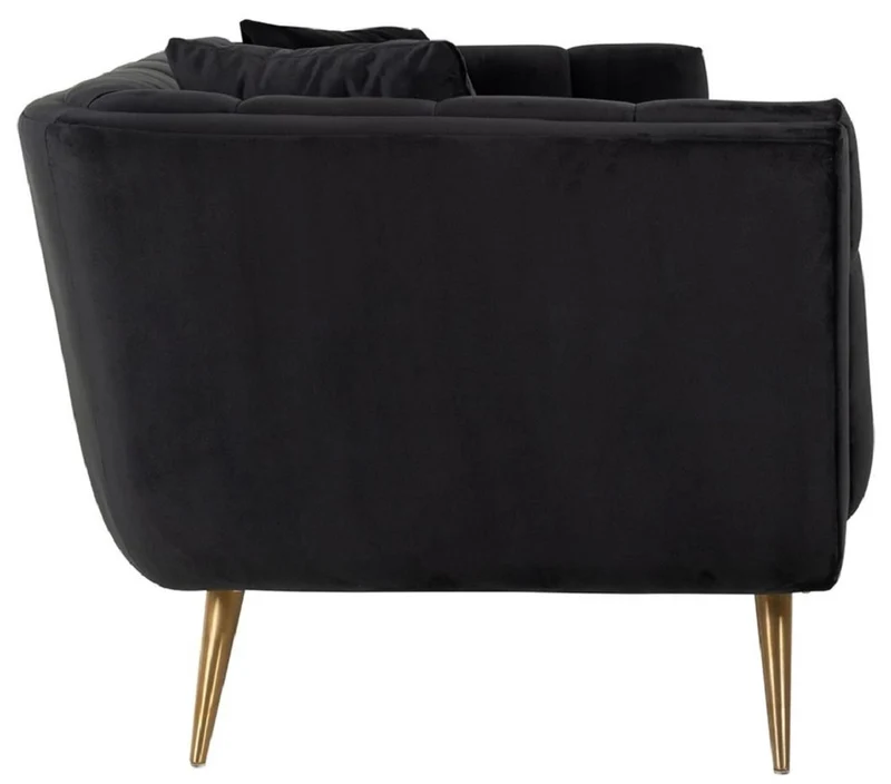 Casa Padrino Luxus Samt Sofa Anthrazit / Gold 230 x 91 x H. 75 cm - Wohnzimmer Sofa - Wohnzimmer Möbel - Luxus Möbel - Wohnzimmer Einrichtung - Luxus Einrichtung - Luxus Qualität