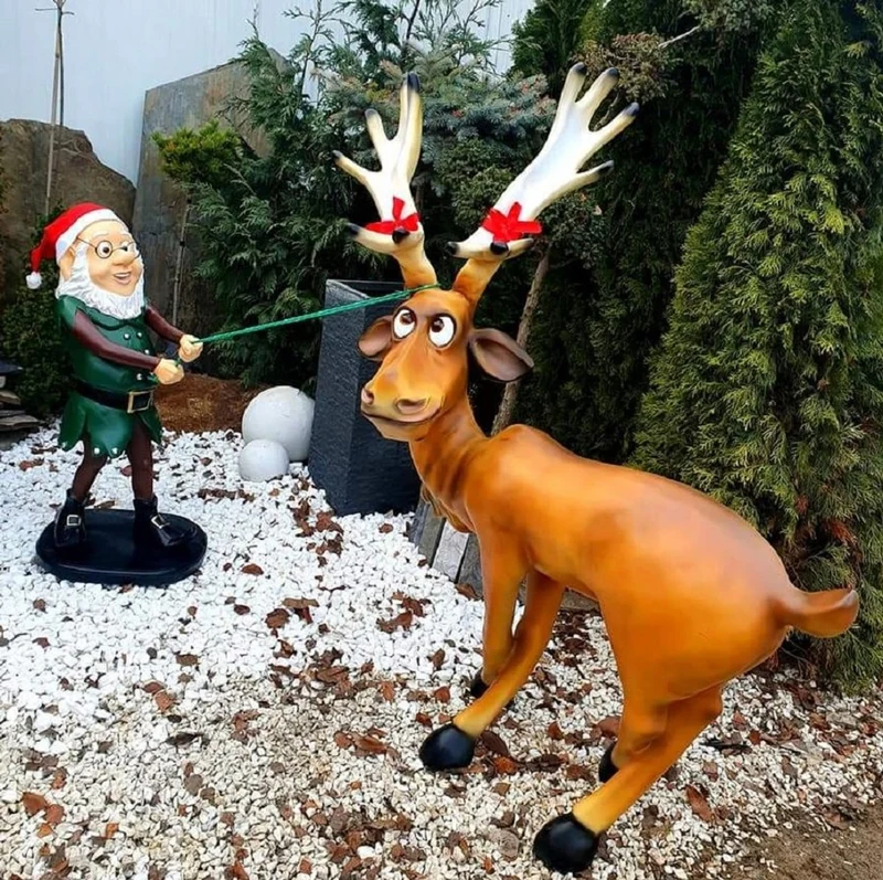 Casa Padrino Luxus Deko Skulptur Weihnachtself Mehrfarbig H. 80 cm - Weihnachts Deko Figur - XXL Deko Skulptur - XXL Deko Figur - XXL Weihnachts Skulptur - Weihnachts Garten Deko Accessoires
