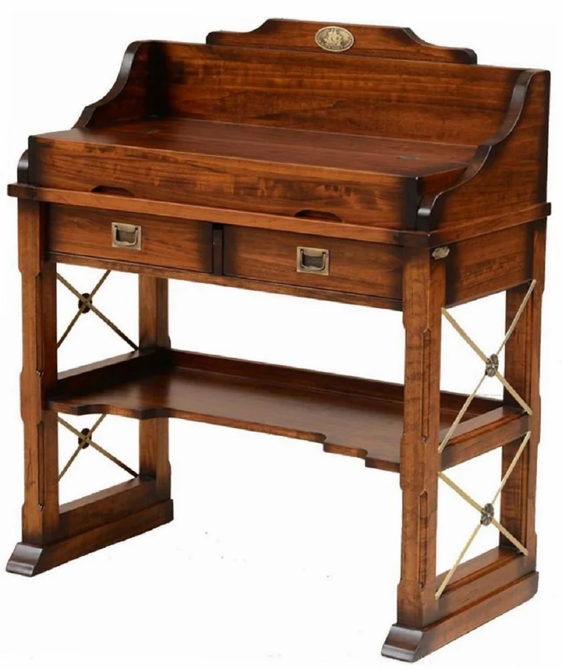Casa Padrino Luxus Vintage Stil Sekretär Braun 95,5 x 52 x H. 103,5 cm - Massivholz Schreibtisch - Massivholz Bürotisch - Vintage Stil Büro Möbel - Luxus Büro Möbel - Massivholz Büro Möbel