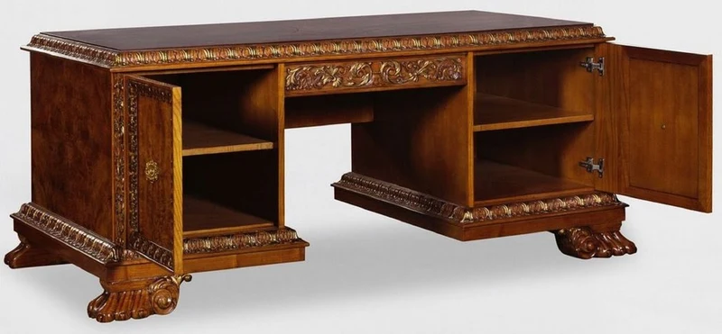 Casa Padrino Luxus Massivholz Schreibtisch Braun 184 x 96 x H. 78 cm - Bürotisch - Computertisch - Büro Möbel - Luxus Möbel - Luxus Einrichtung - Büro Einrichtung - Luxus Qualität