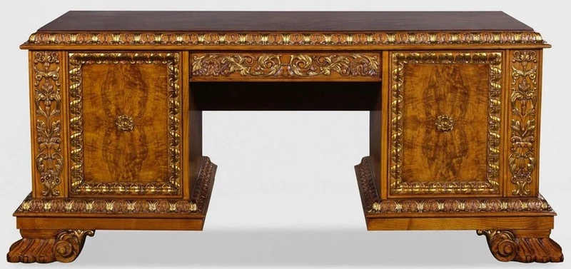 Casa Padrino Luxus Massivholz Schreibtisch Braun 184 x 96 x H. 78 cm - Bürotisch - Computertisch - Büro Möbel - Luxus Möbel - Luxus Einrichtung - Büro Einrichtung - Luxus Qualität