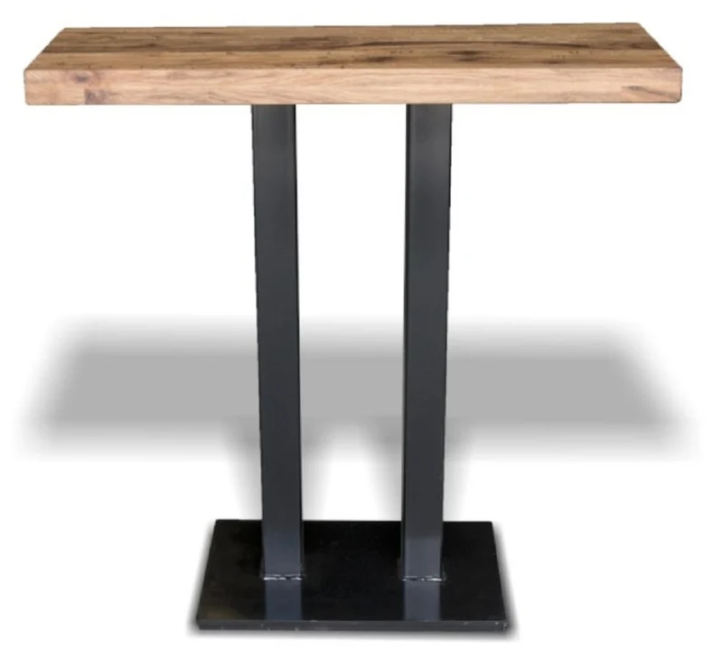Casa Padrino Luxus Bartisch Naturfarben / Schwarz - Verschiedene Größen - Stehtisch mit Massivholz Tischplatte und Stahl Beinen - Bar Möbel - Bistro Möbel - Gastronomie Möbel - Luxus Möbel