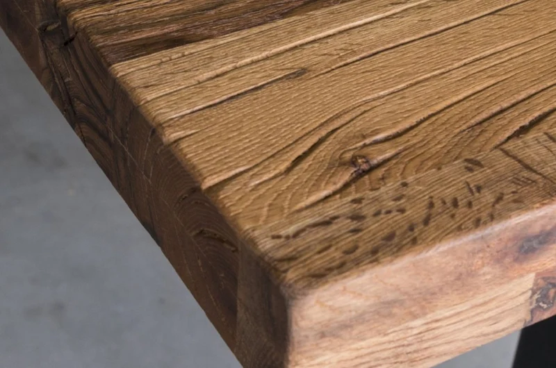Casa Padrino Luxus Bartisch Naturfarben / Schwarz - Verschiedene Größen - Stehtisch mit Massivholz Tischplatte und Stahl Beinen - Bar Möbel - Bistro Möbel - Gastronomie Möbel - Luxus Möbel