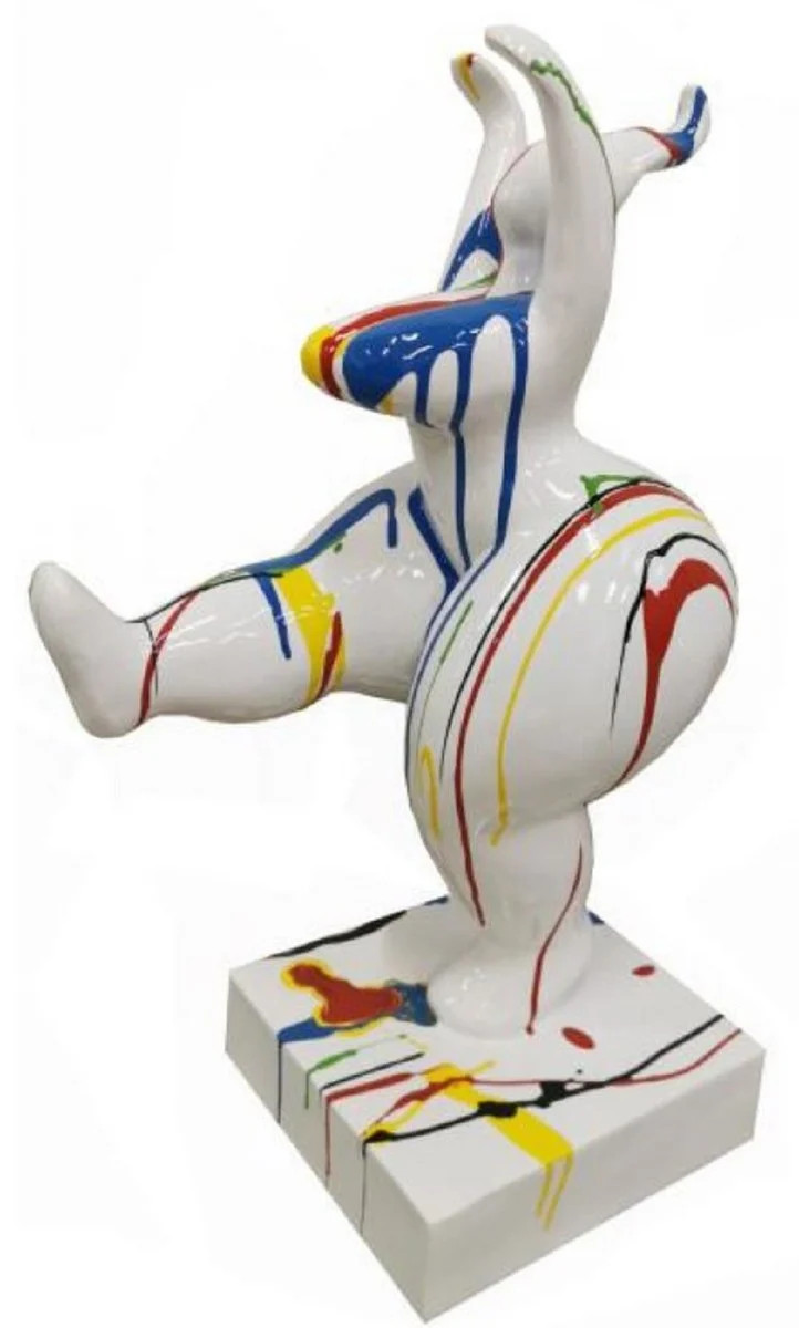 Casa Padrino Luxus Deko Skulptur Weiß / Mehrfarbig H. 85 cm - Große Deko Figur - XXL Deko Skulptur - XXL Deko Figur - Wohnzimmer Deko - Garten Deko - Luxus Deko XXL Skulpturen & Figuren