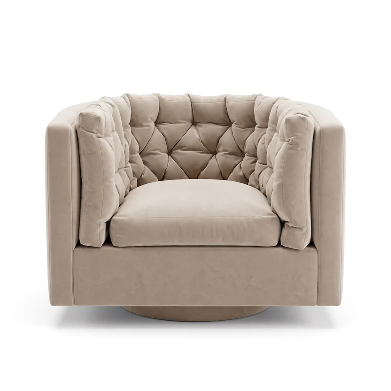 Casa Padrino Luxus Samt Drehsessel Beige 73 x 66 x H. 74 cm - Wohnzimmer Sessel - Hotel Sessel - Wohnzimmer Möbel - Hotel Möbel - Luxus Möbel - Luxus Wohnzimmer Einrichtung