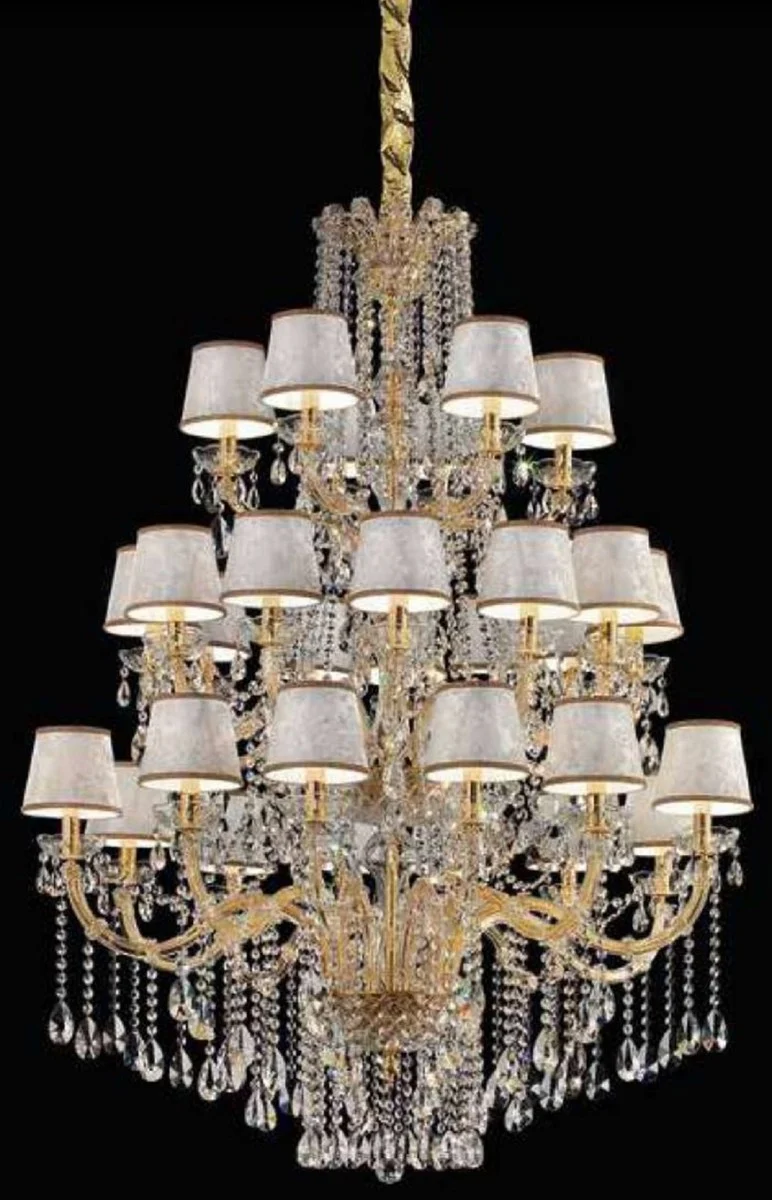 Casa Padrino Luxus Barock Kristall Kronleuchter Gold / Silber Ø 115 x H. 140 cm - Großer Kronleuchter mit venezianischen Kristallglas - Edel & Prunkvoll - Luxus Qualität - Made in Italy