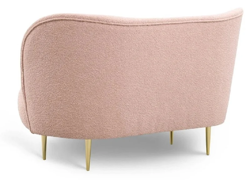 Casa Padrino Luxus Wohnzimmer Set Rosa / Gold - 2 Luxus Sofas mit gebogener Rückenlehne & 2 Luxus Sessel mit gebogener Rückenlehne - Luxus Möbel - Wohnzimmer Möbel - Luxus Einrichtung